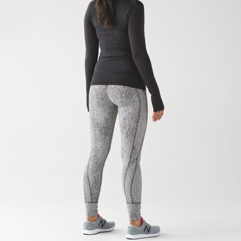 Lululemon Rush Hour Tight Running Luon Spray Jacquard White Black Legging Pants